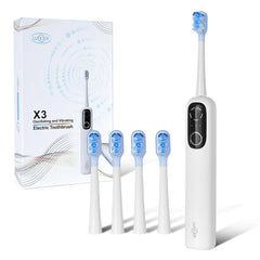 LUCKIER toothbrush head close-up showing 60° swing motion