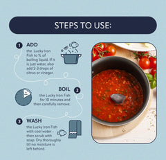 Ladle with Lucky Iron Fish® in a curry pot