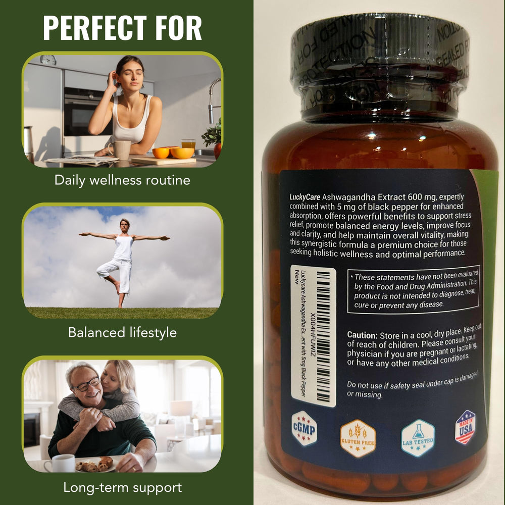 A few Ashwagandha capsules spilled from the bottle