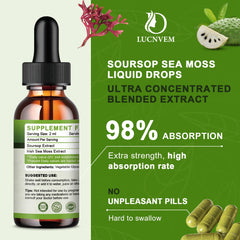 Ingredients emphasis on soursop leaf extract and Irish sea moss