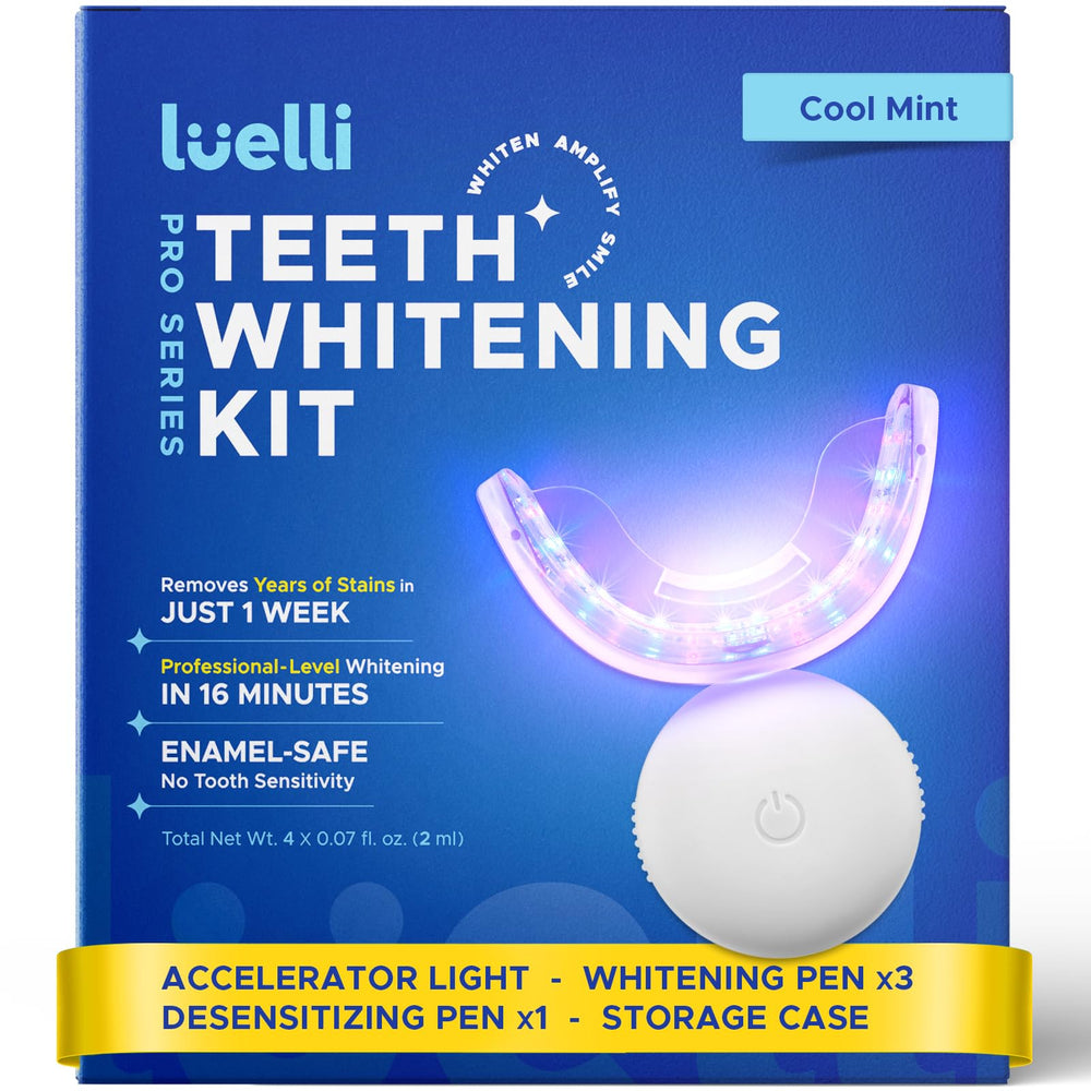 Luelli teeth whitening kit with 32 LED lights and enamel-safe formula