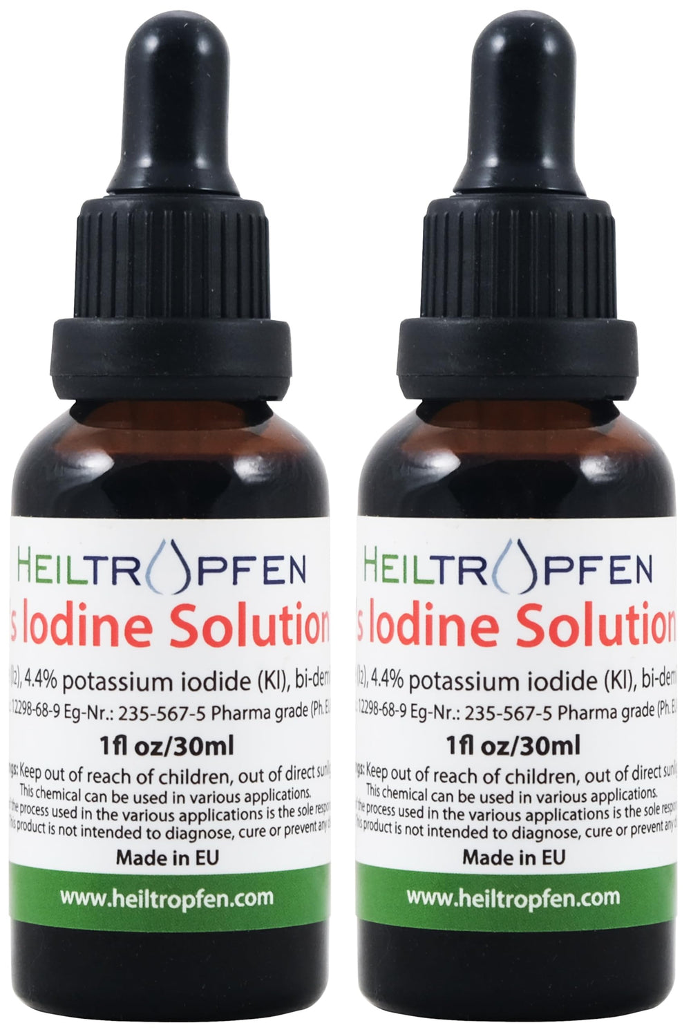 Close-up image highlighting iodine and potassium iodide in Lugol's solution.