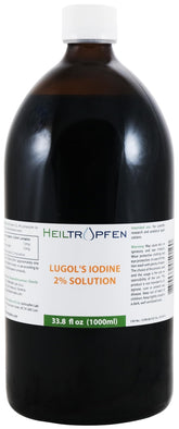 Amber glass bottle of 2% Lugol's iodine solution