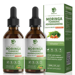 Lukaree 12-in-1 liposomal moringa drops with Ashwagandha and Turmeric for enhanced absorption.