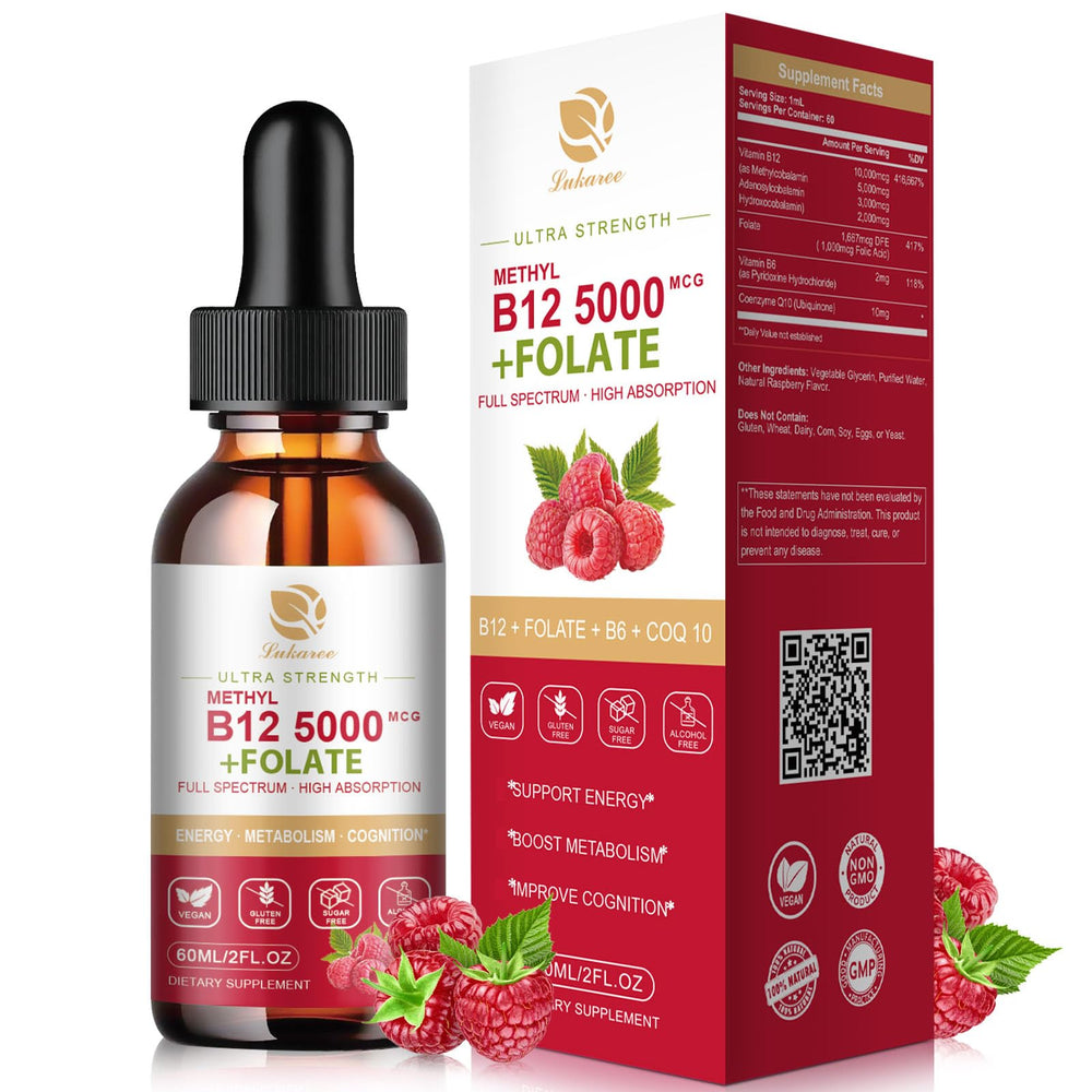 Front view of Lukaree Vitamin B12 Sublingual Drops bottle