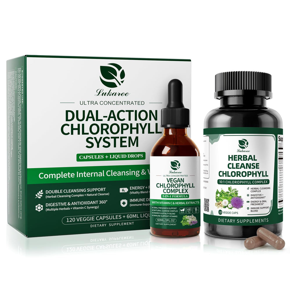 Packaging for Lukaree Chlorophyll Drops & Capsules Combo