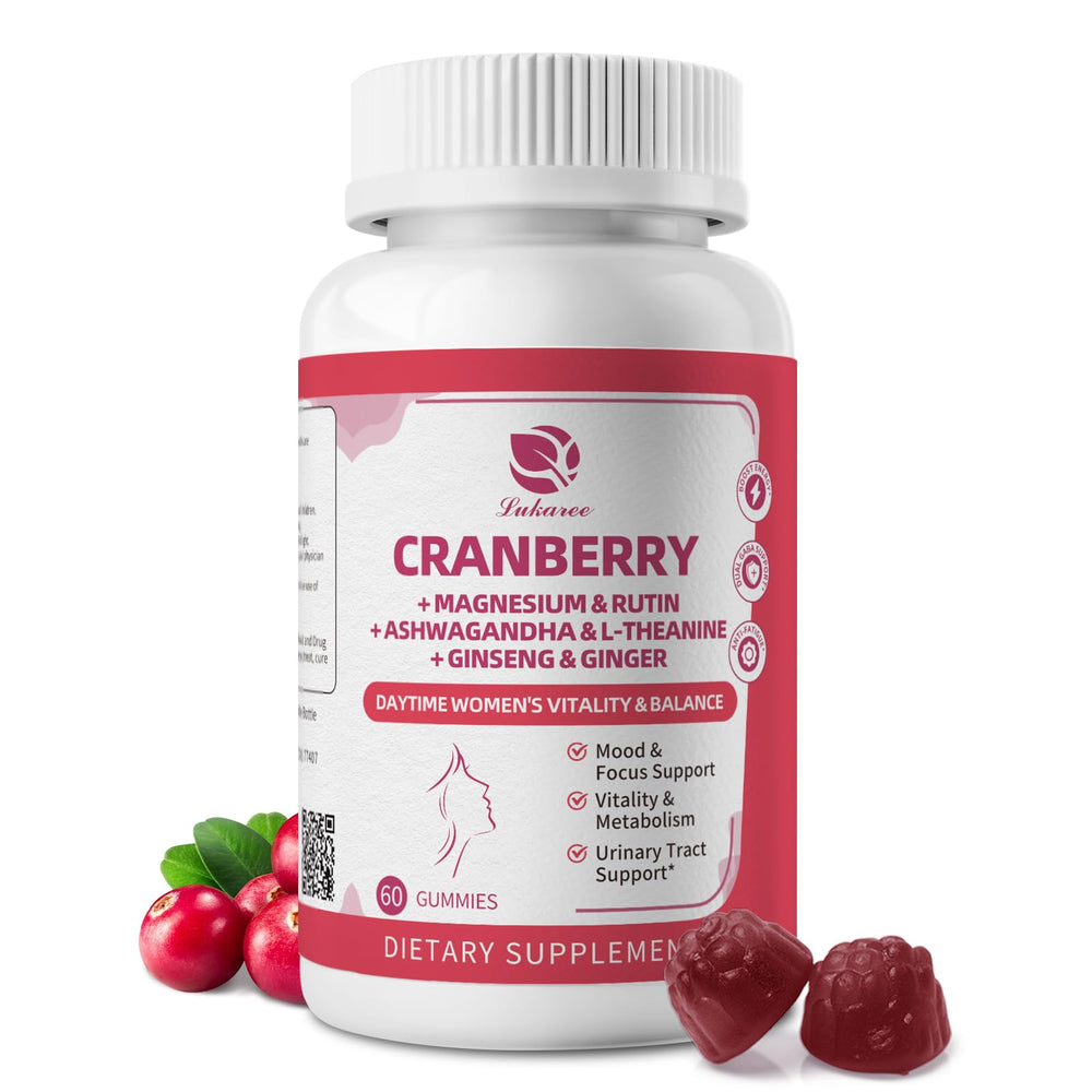 Lukaree Cranberry Gummies for Women bottle on white background
