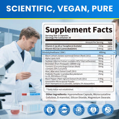 Dosage instruction card showing transition from 1 to 2 capsules