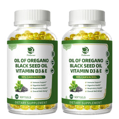 Lukaree Organic Oregano Oil Capsules with Black Seed Oil bottle front view
