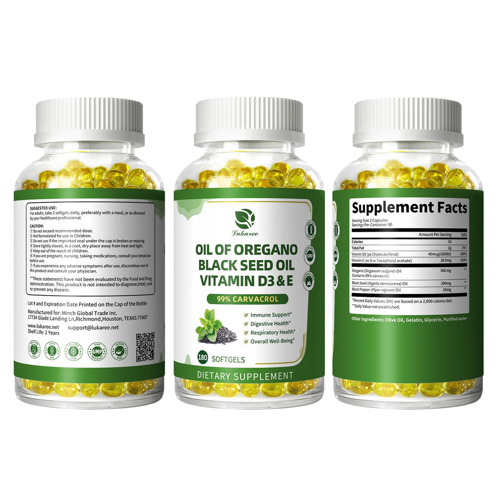 Lifestyle shot with Lukaree oregano oil capsules on a desk