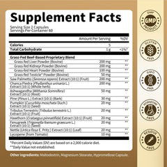 Product packaging image showing Lukaree Beef Organ Supplement bottle with 120 capsules.