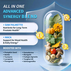 Close-up of Saw Palmetto, Pumpkin Seed and Nettle ingredients