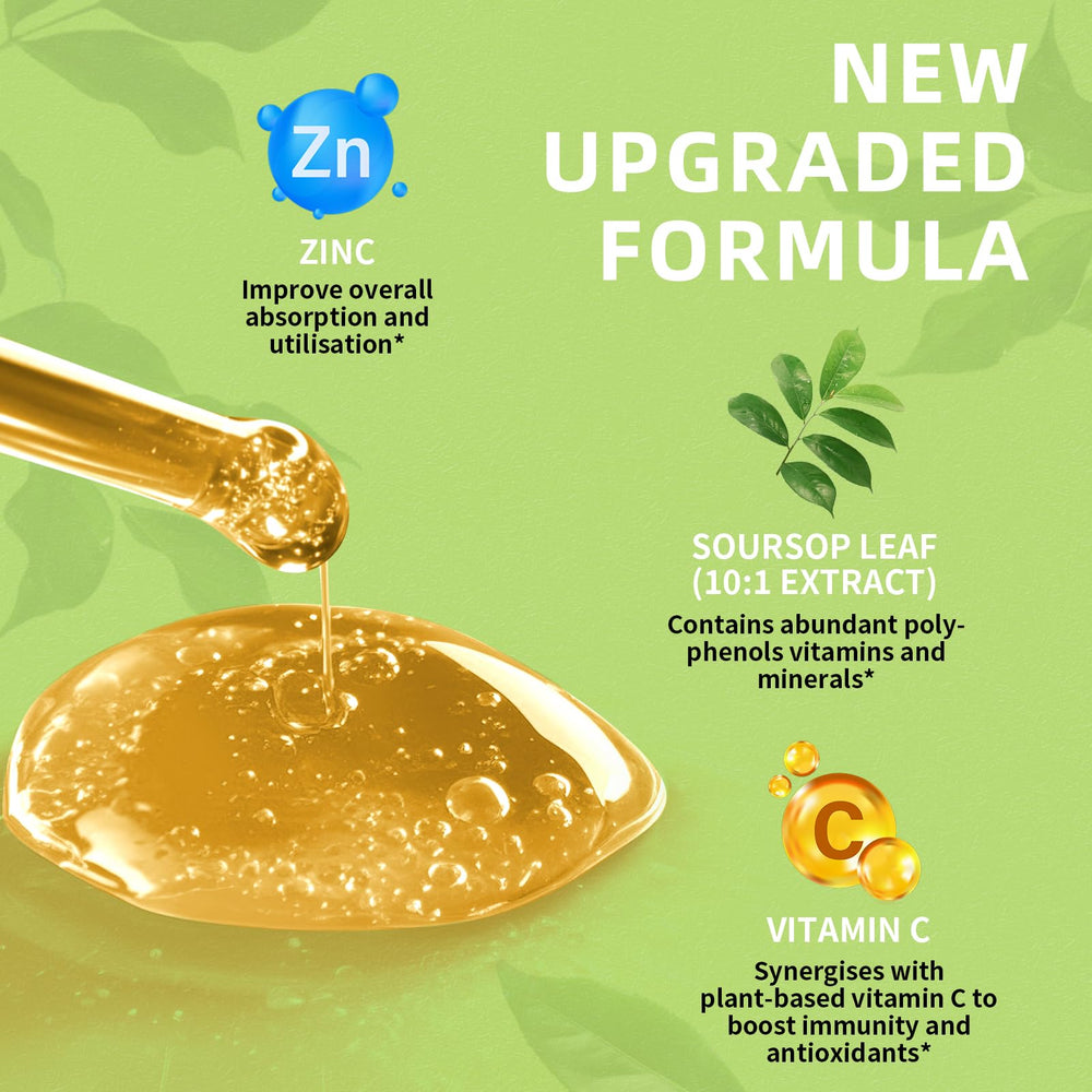 Close-up of Lukaree Soursop Leaf Extract Drops bottle and dropper