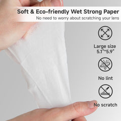 Glasses being cleaned with Lulumonster wipe