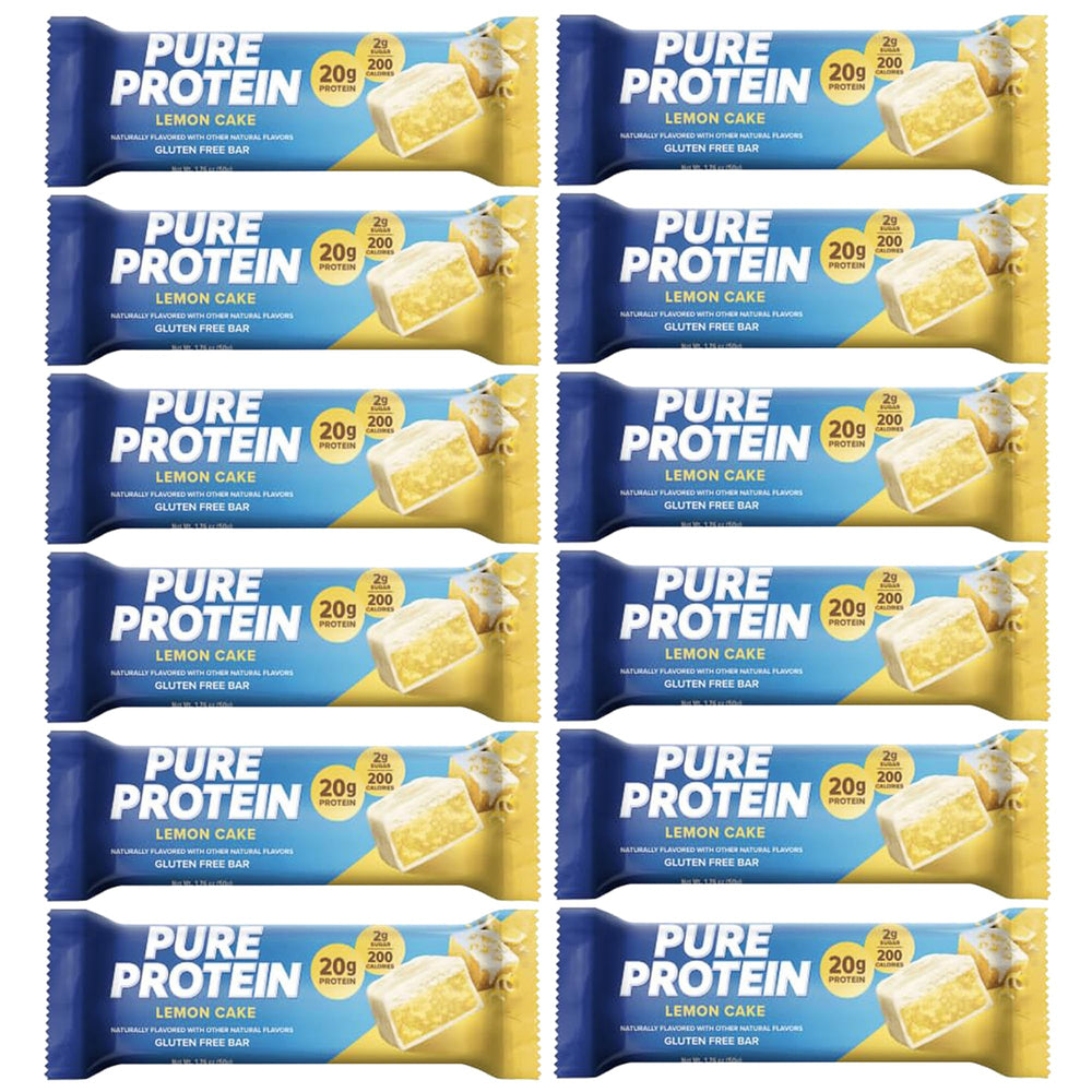 Lulurose Pure Protein Bars Lemon Cake front-pack image shows protein-rich nutrition for active days.