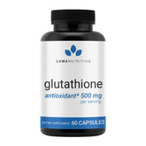 Front view of Luma Nutrition Glutathione 500mg bottle
