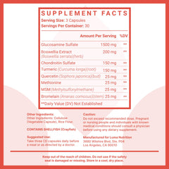 Packaging label highlighting joint health benefits