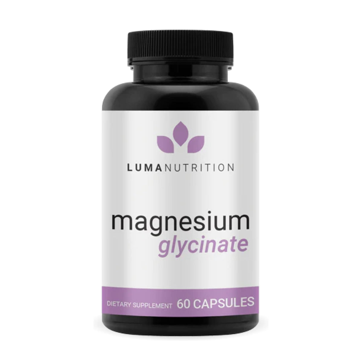 Front view of Luma Nutrition Magnesium Glycinate 1000mg bottle