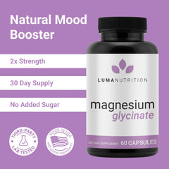 Bottle of Luma Nutrition Magnesium Glycinate 1000mg capsules.