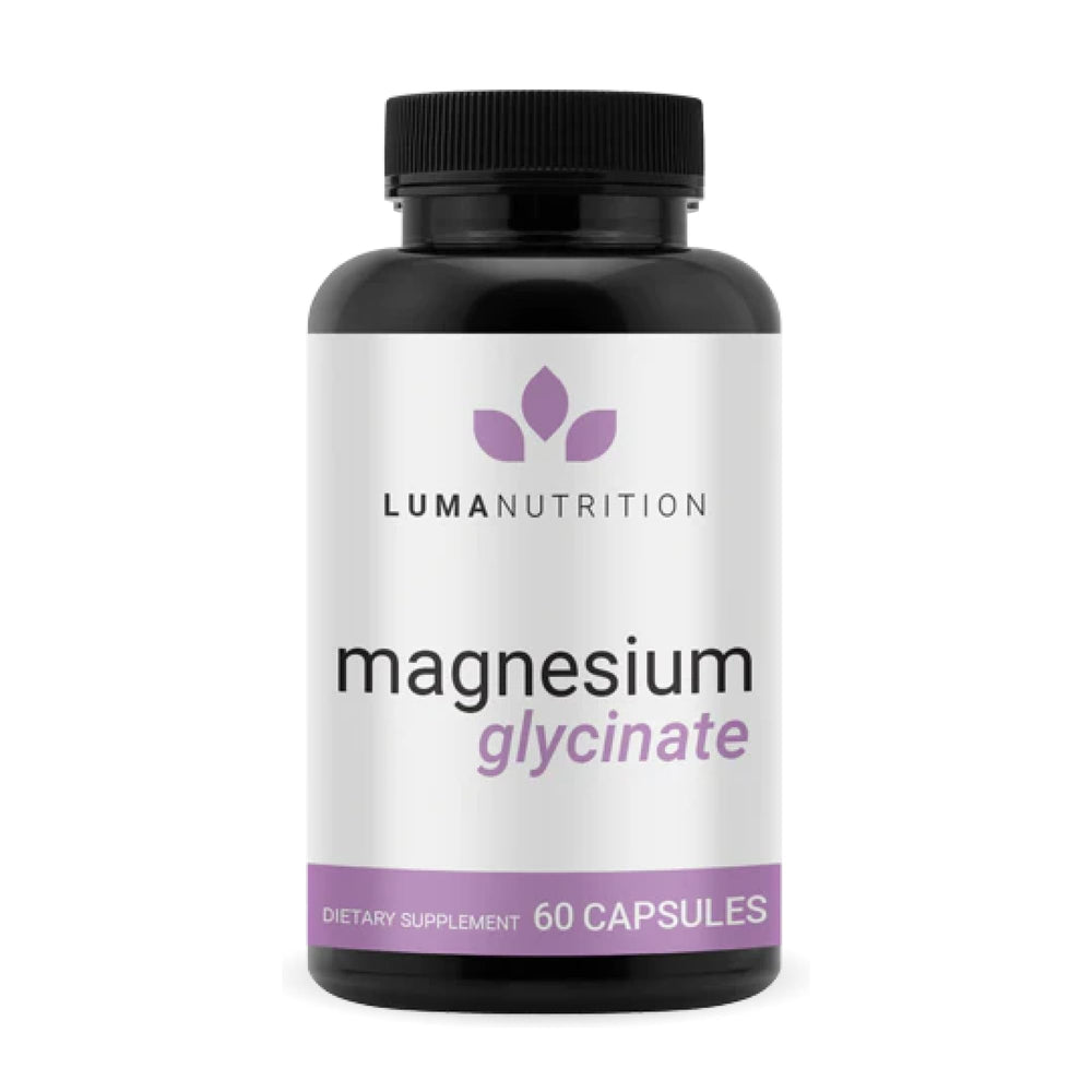 Product hero image featuring Luma Nutrition Magnesium Glycinate 1000mg bottle.