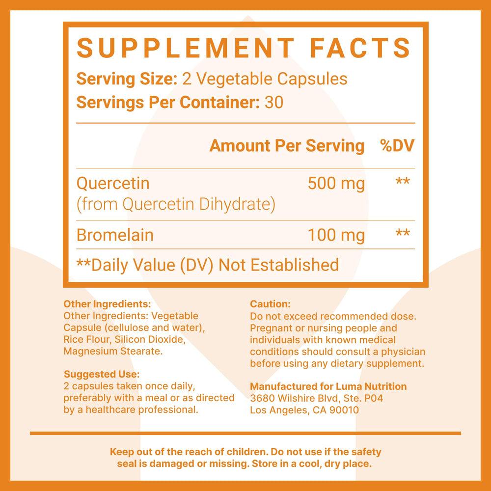 Antioxidant support image for quercetin and bromelain