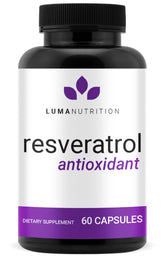 Luma Nutrition Resveratrol bottle showing 98% Trans-Resveratrol 600mg capsules