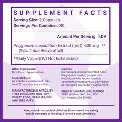 Vegan and gluten-free resveratrol capsules