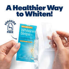 Bright, white smile after using Lumineux strips