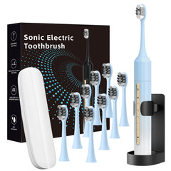 Front view of Lumivoid Sonic Electric Toothbrush in blue and white