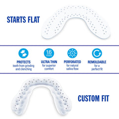 Perforated LunaGuard mouthguard for comfortable wear and saliva flow