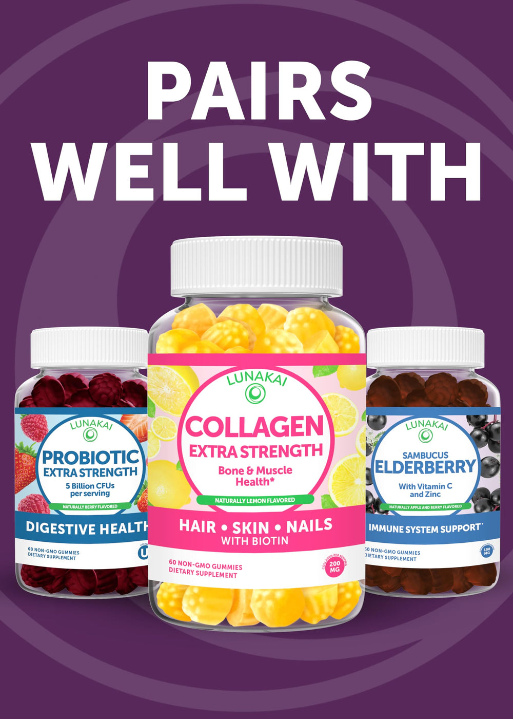 Product packaging for Lunakai 60ct multivitamin gummies