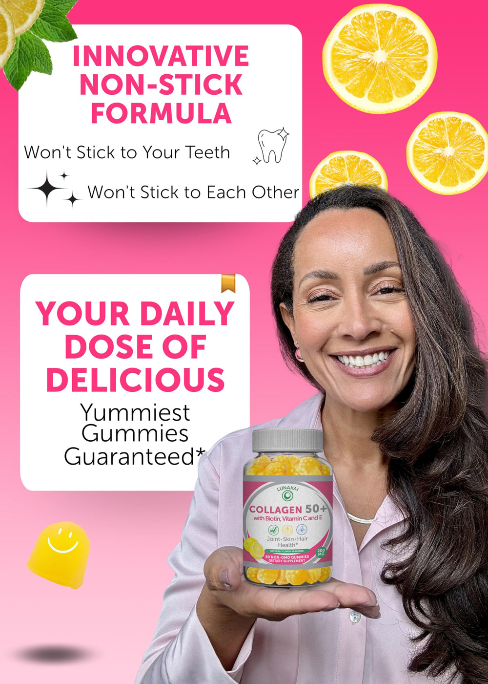 Nutrition label showing 200 mg hydrolyzed collagen per gummy