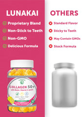 Assorted lemon-flavored collagen gummies arranged neatly