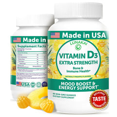 Front view of Lunakai Vitamin D3 Gummies 2000 IU bottle 60 count