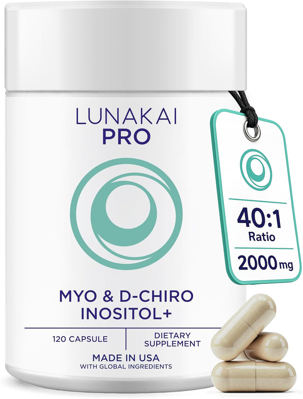 Lunakai bottle front label showing product name and 40:1 ratio benefit
