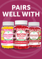 Lifestyle shot of Lunakai gummies with hair care products