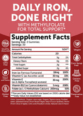 Label highlighting Vitamin C, B12 and methylfolate in Lunakai gummies