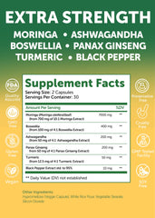 Ashwagandha, Ginseng, Boswellia, Turmeric blend