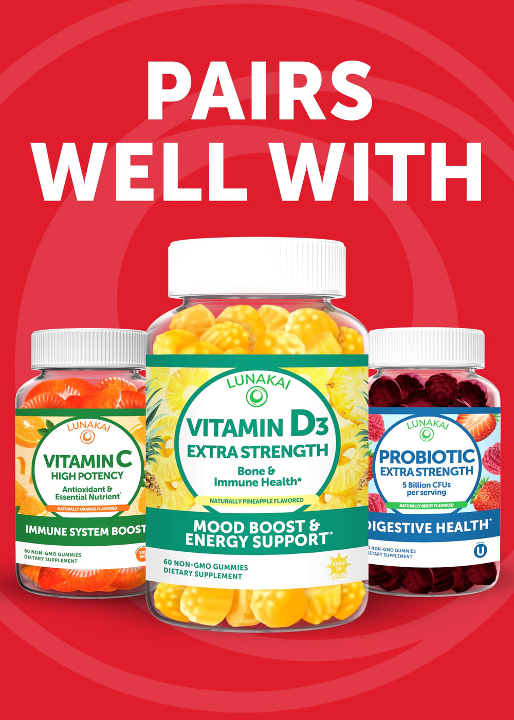 Natural color indicators and no artificial additives on Lunakai gummies