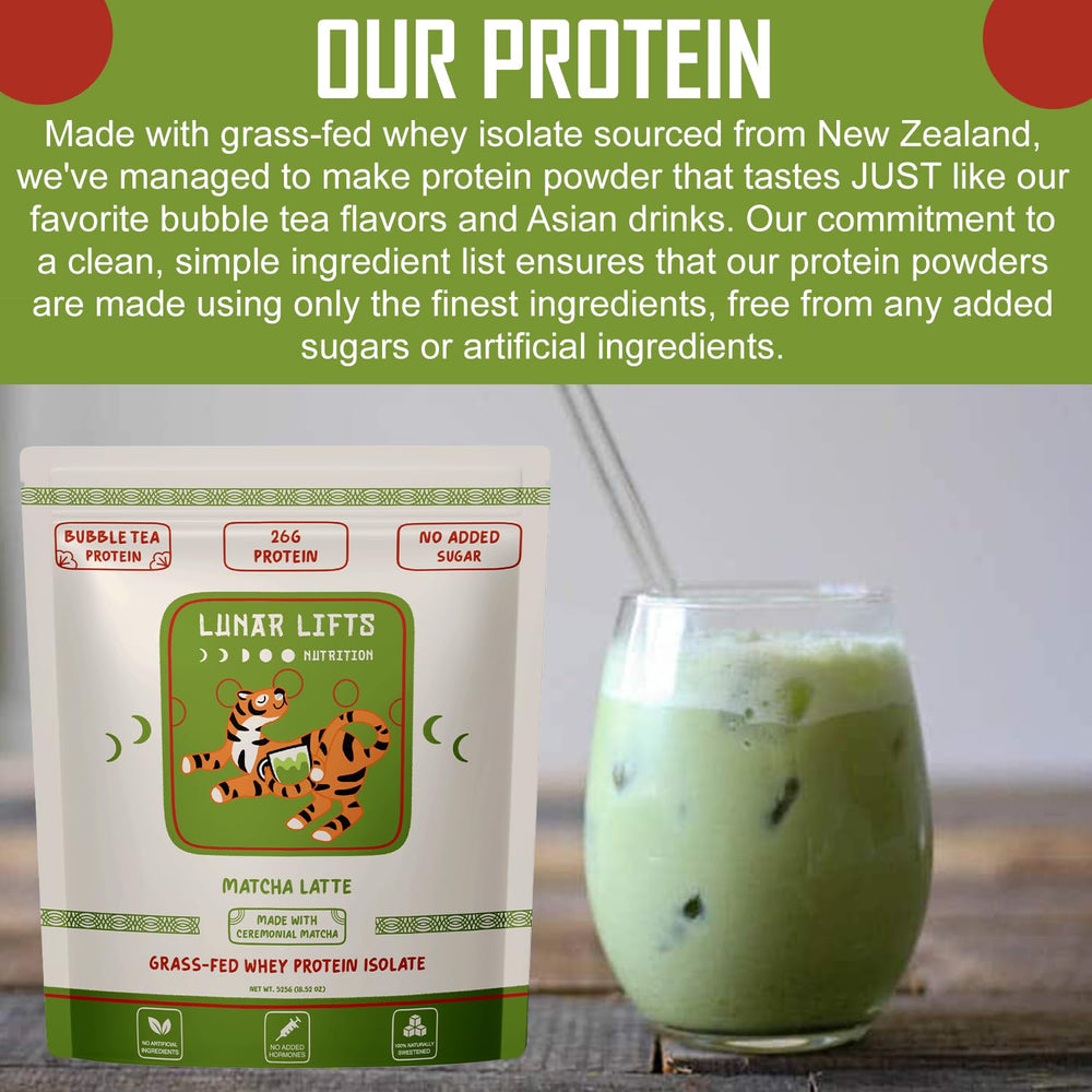 Lunar Lifts Authentic Matcha Flavor close-up captures vibrant green tea taste.