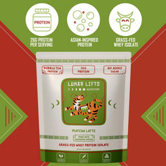 Lunar Lifts ceremonial-grade matcha powder close-up emphasizes premium taste.