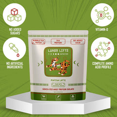 Lunar Lifts No Added Sugar label communicates a sugar-free protein option.