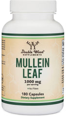 Lung health concept with mullein capsules on a clean background