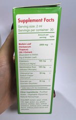 Lung health concept with drops and green leaves