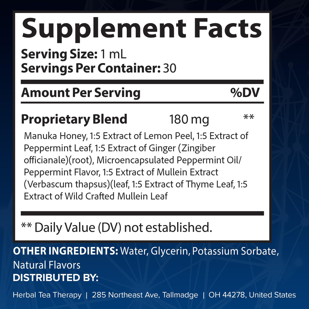 Close-up of the Lung Renew Mullein Drops label.