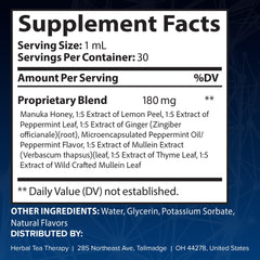 Close-up of the Lung Renew Mullein Drops label.