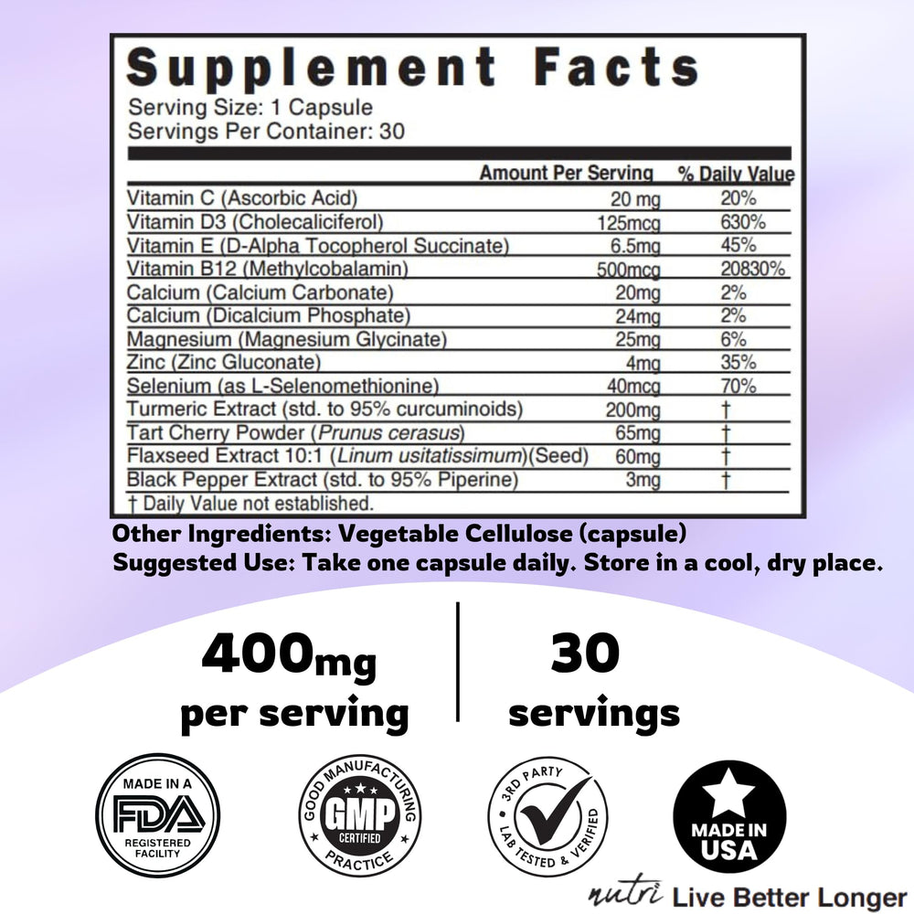 Serving size and vitamin display on bottle label