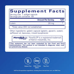 Close-up of lutein 20 mg softgel capsules