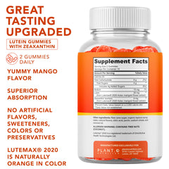 Close-up of mango-flavored eye health gummies