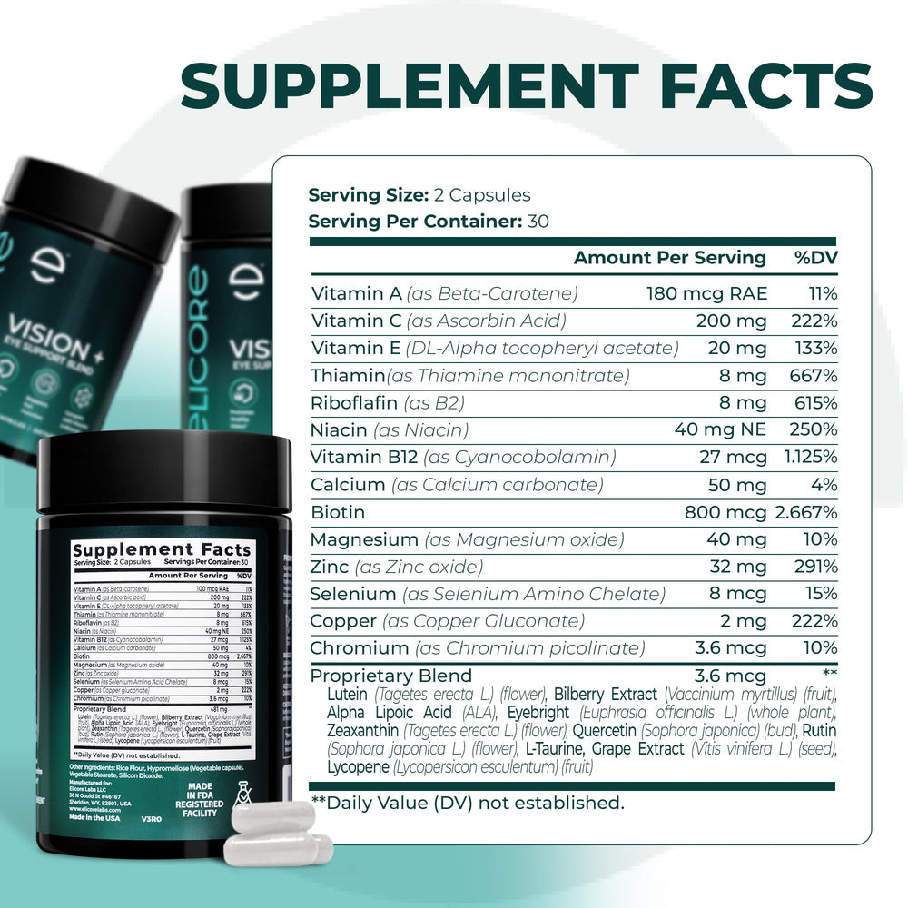 Illustration of lutein, zeaxanthin and lycopene for eye health